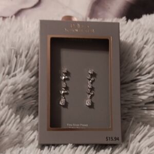 Dazzling Silver-Plated Cubic Zirconia Floral Earrings